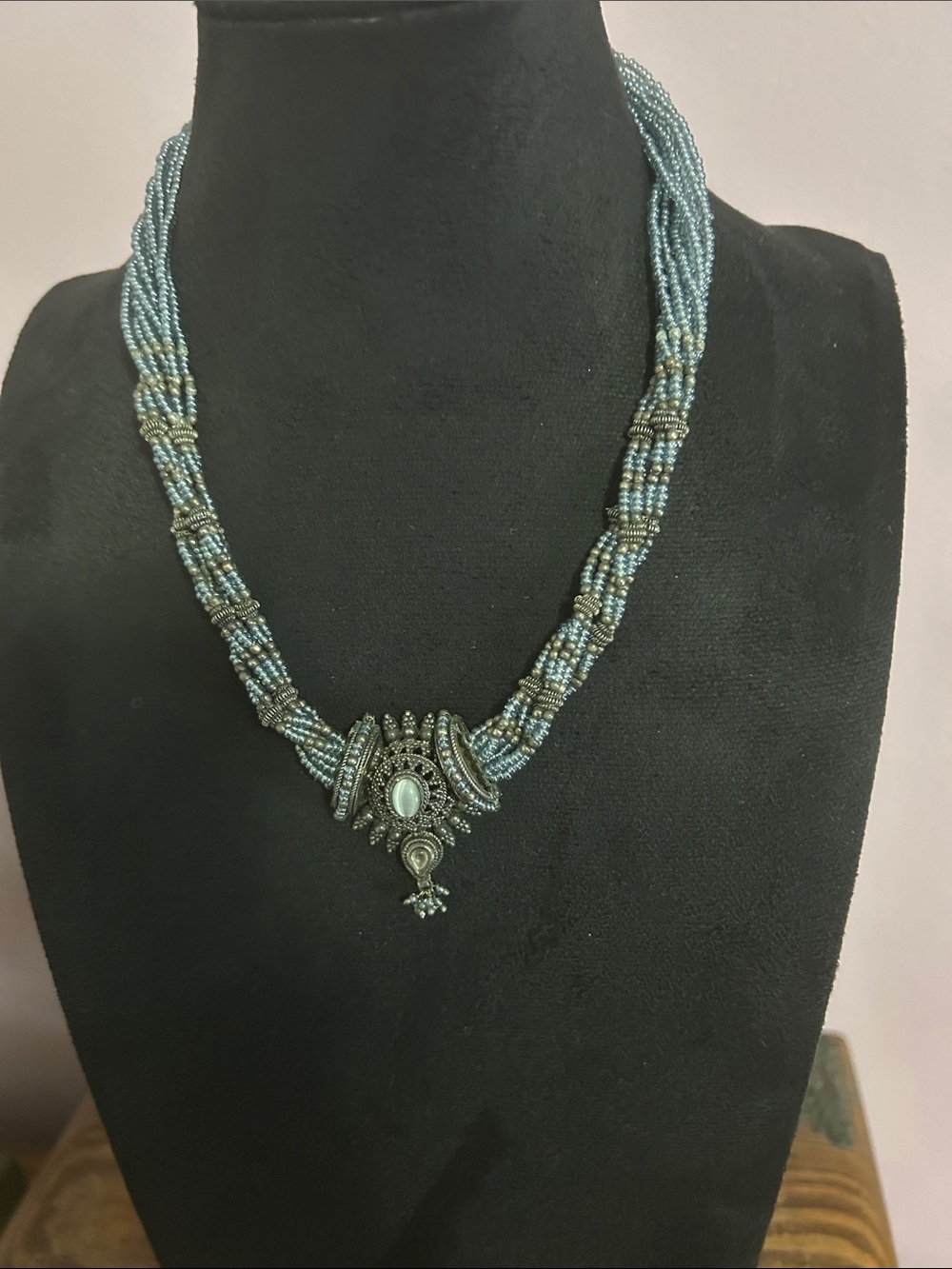 Grey and Black Beaded Necklace